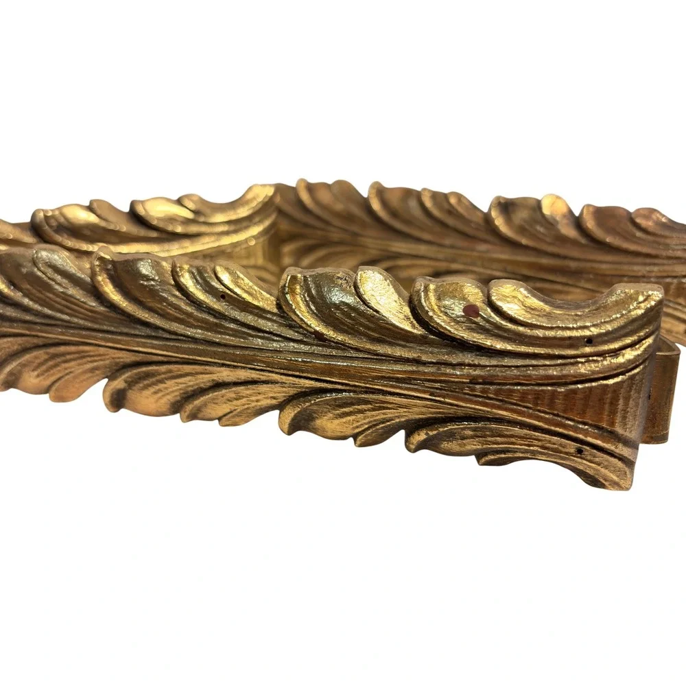 Set of 3 VTG Gold Acanthus Leaf Curtain Tieback Gold Wall Holdbacks Regency MCM